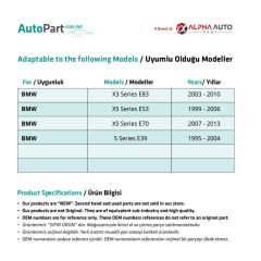 BMW X5 E53,E70 için Panaromik Tavan Sunroof Tamir Seti - 6 Parça
