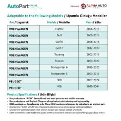 Audi ve Volkswagen için Tampon Klipsi- Kısa- 100'lü