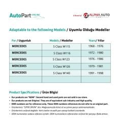 Sunroof Dust Cover Seal for Mercedes W115, W116, W123, W126, W140