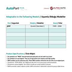 Rear Door Window Jack Plastic for Jeep Grand Cherokee 2 - LEFT