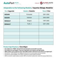 Renault Kangoo, Trafic 2 için Far Klipsi- 50 Adet