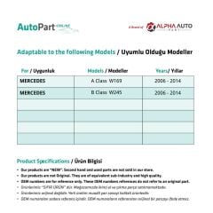 Mercedes A Class W169 için Dış Kapı Kol Zamağı-Sağ-Sol-SET