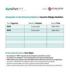 BMW 3 Serisi E90,E91 için Ön Cam Kriko Plastiği-Sol
