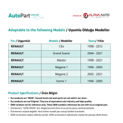 Renault  Megane 1, Trafic 3, Opel Movano için Kaput Ayar Vidası