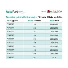 Peugeot, Citroen için Torx Uyumlu Davlumbaz T30 M6 Vidası