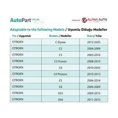 Peugeot, Citroen için Torx Uyumlu Davlumbaz T30 M6 Vidası