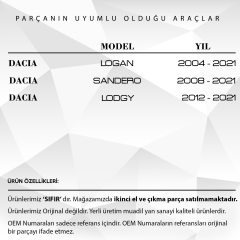 Dacia Logan, Sandero, Lodgy için Viraj Uç Lastik Tamir Takımı