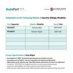 Windshield Jack Plastic for Peugeot Partner MK2, Tepee-Right