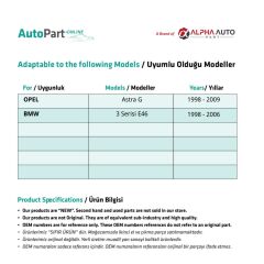 BMW E46, Opel Astra G için Sunroof Kilitleme Parçası -Sağ-Sol-SET