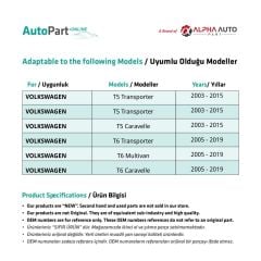 Volkswagen T5,T6 için Yan Sürgülü Cam Tamir Seti 2'Lİ