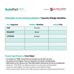 Fiat Ducato, Peugeot Bipper, Citroen için Bagaj Kilit Karşılığı