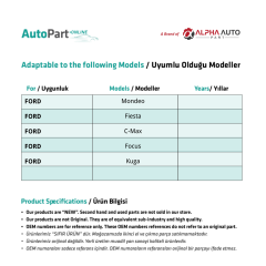 Ford Fiesta, Focus, Mondeo, Kuga, C-Max için Tavan anten Çubuğu