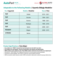 Fiat Doblo, Peugeot Bipper, Citroen Nemo için Tavan Anten Çubuğu