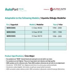 Mercedes W210, W140 için Katlanır Ayna Demiri ve Lastiği SOL