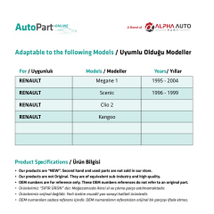 Renault Megane, Scenic, Clio, Kangoo için Bagaj Kilit Karşılığı