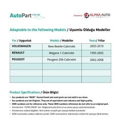 Rear Right Window Jack Plastic for Volkswagen New Beetle Cabriolet - Right - 2 Pieces (2 Pieces)