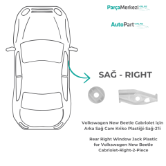 Volkswagen New Beetle Cabriolet için Arka Sağ Cam Kriko Plastiği-Sağ-2'li(2 Adet)