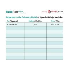 Volkswagen Jetta için Ön-Arka Cam Kirko Makarası -Sol