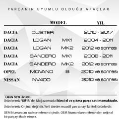 Dacia  Logan, Duster için Kalorifer Hava Alma Difüzörü Krom