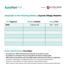 BMW 3 Serisi F30 için Port Bagaj Tavan Çıta Kapağı
