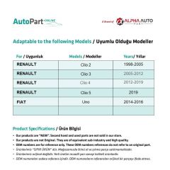Renault Clio 2,3,4,5, Fiat Uno için Koltuk Ayar Kolu - Sağ