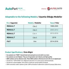 Seat Adjustment Handle - Set for Renault Clio 2,3,4,5, Fiat Uno