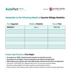 Front Left-Right Jack Plastic Set for Renault Clio 2