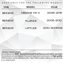 Megane 3, Fluence için Ayna Sinyali Beyaz- Sağ