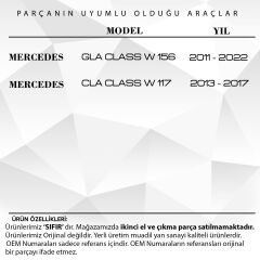 Mercedes W156,W117 için Panoramik Tavan Sunroof Tamir Seti