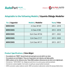 Mercedes A Sınıf W169, A180 için Panoramik Tavan Sunroof Tamir Seti 62.7 cm