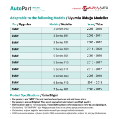 BMW 5 Serisi E60 E61,X5 E70 F15 F85 için Arka Perde Tamir Plastik Parça Klips