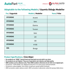 Hyundai Accent,Elantra,Tucson için Debriyaj-Fren Pedal Lastiği