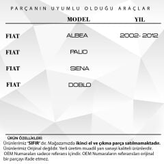 Fiat Doblo, Albea, Palio, Siena için Cam Kapı Fitil Klipsi- 50'li