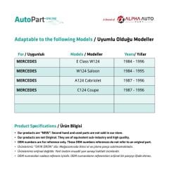 Mercedes E Class (W124, A124, C124) için Arka Bagaj Alt Üst Takoz 4 lü Seti