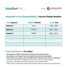 Renault Clio 2,Traffic 2,Master için Dörtlü/Flaşör Düğmesi