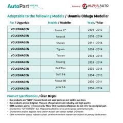 Volkswagen Passat CC, Amarok,Sharan,Tiguan için Cam Açma Düğmesi-SOL