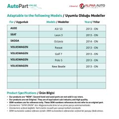 Vw Passat,Golf 7,Polo 5,New Beatle için Sunroof Tamir Seti