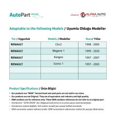Renault Clio 2,Megane 1, Kangoo için 6 Pin Tekli Cam Açma Düğmesi(Siyah)