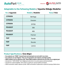 Peugeot 306,407,508,5008,Partner-Citroen C4,C5 için Pedal Lastiği