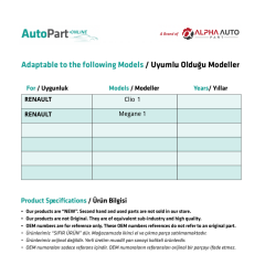 Renault Clio,Megane, Scenic,Twingo için Fren Pedal Lastiği