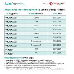 Audi ve Volkswagen için Tampon Klipsi- Kısa- 10'lu
