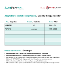 Citroen C3 için Sunroof Motor Tamir Kiti Takım