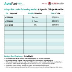 Citroen Berlingo, C-Elysse, Peugeot 206 için Çamurluk Sinyali - Şeffaf