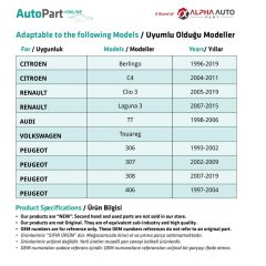 Citroen, Renault, Peugeot için Tampon Klipsi- Uzun- 50'li