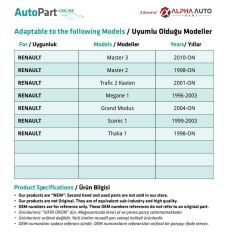Renault Captur 1, Clio 2,Clio 3, Clio 4 için Motor Kaput Açma Kolu