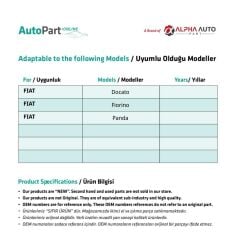 Fiat Ducato, Fiorino, Panda için Debriyaj, Fren Pedal Lastiği