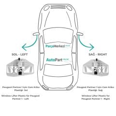 Peugeot Partner 1 için Cam Kriko Plastiği- Sol-Sağ-Set