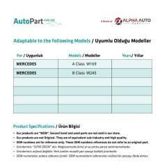 Mercedes A Class W169,B Class W245 için Sunroof Plastik Tamir Seti