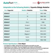 Renault Clio 2, Escape 2,3,4 için Debriyaj, Fren Pedal Lastiği
