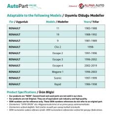 Renault 11, 19, 9 için Debriyaj, Fren Pedal Lastiği